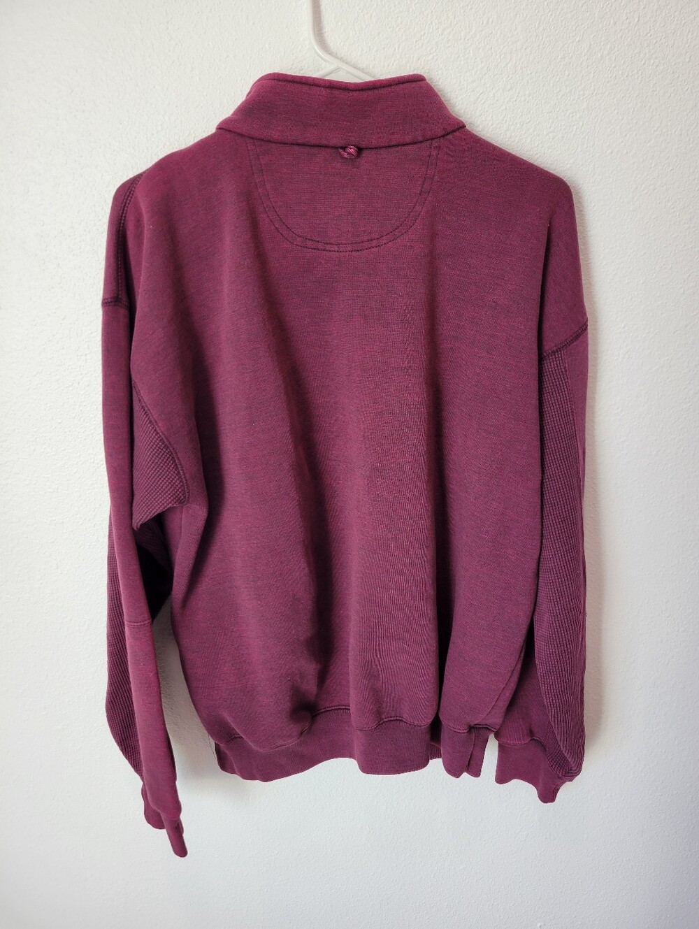 Vintage AZ Sport Womens L Burgundy Quarter Zip Sweatshirt Textured Pullover - Picture 4 of 5
